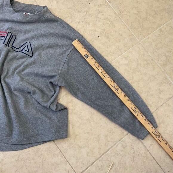 FILA Spell Out Fleece Sweatshirt Embroidered Logo Grey Men’s Size XXL - Picture 8 of 14